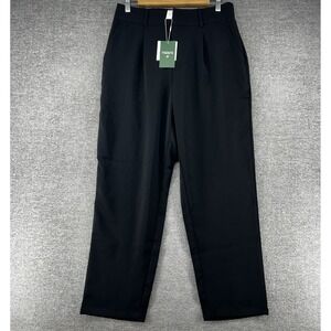 Halara Straight Leg Pants Women Size Large Black Elastic Waist Pockets NEW